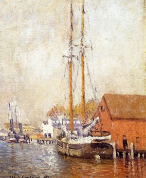 Along the Waterfront, Maine by Joseph Eliot Enneking Oil Painting