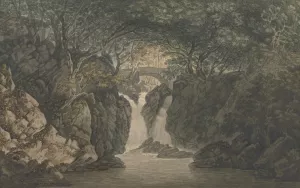Lower waterfall Rydal by Joseph Farington Oil Painting