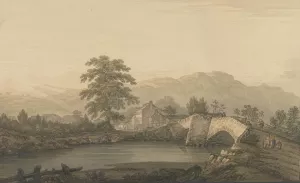 No. Entrance to Keswick and Bridge by Joseph Farington Oil Painting