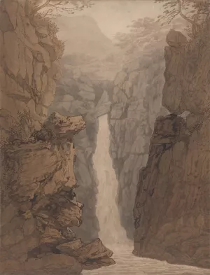 Waterfall in the Lake District by Joseph Farington Oil Painting