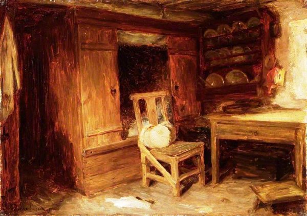 Main Product Photo of A Scottish Interior, the Box Bed Painting by Joseph Farquharson
