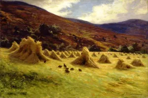Harvesting, Forest of Birse, Aberdeenshire by Joseph Farquharson - Oil Painting Reproduction