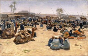 Market on the Nile by Joseph Farquharson Oil Painting