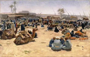 Market on the Nile by Joseph Farquharson - Oil Painting Reproduction