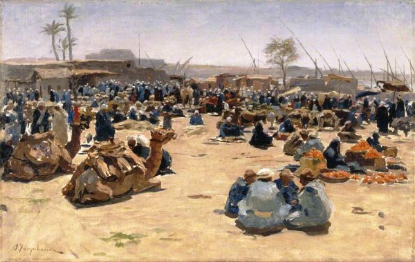 Main Product Photo of Market on the Nile Painting by Joseph Farquharson