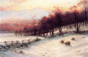 O'er Snow Clad Pastures, When the Sky Grew Red by Joseph Farquharson Oil Painting