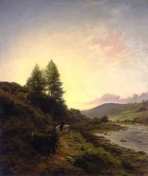 On the Dee near Woodend, Aberdeenshire by Joseph Farquharson Oil Painting