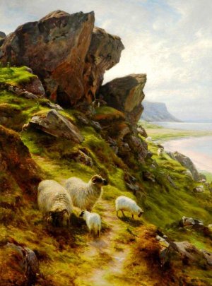 Rugged Pasture also known as The Stragglers by Joseph Farquharson Oil Painting