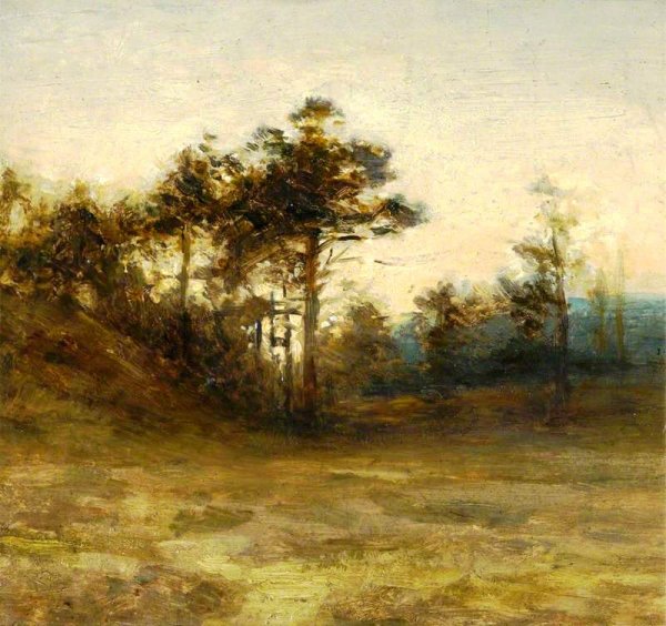 Main Product Photo of Scots Pines, Sunset Painting by Joseph Farquharson