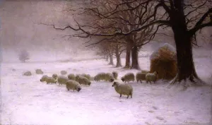 Sheep in a Snowstorm by Joseph Farquharson - Oil Painting Reproduction