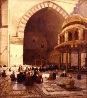 The Hour of Prayer also known as Interior of the Mosque of Sultan Beni Hassan, Cairo by Joseph Farquharson Oil Painting