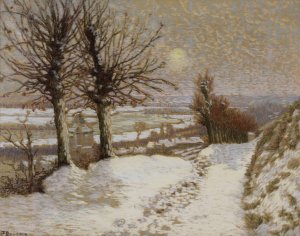 Paysage; soleil et neige by Joseph Felix Bouchor Oil Painting