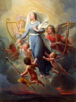 L'apotheose de sainte Genevieve by Joseph-Ferdinand Lancrenon Oil Painting