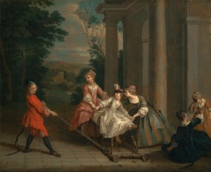 Children Playing with a Hobby Horse by Joseph Francis Nollekens Oil Painting