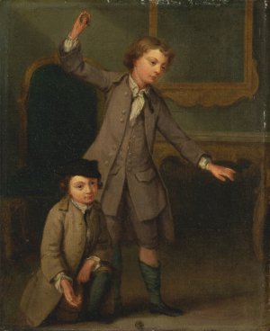 Portrait of Two Boys, probably Joseph and John Joseph Nollekens by Joseph Francis Nollekens Oil Painting