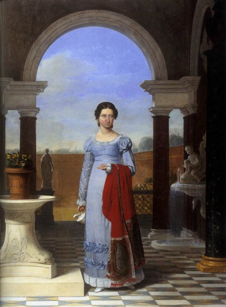 Portrait of Colette Versavel, Wife of Isaac J. de Meyer by Joseph-Francois Ducq - Hand-Painted Oil Painting Reproduction
