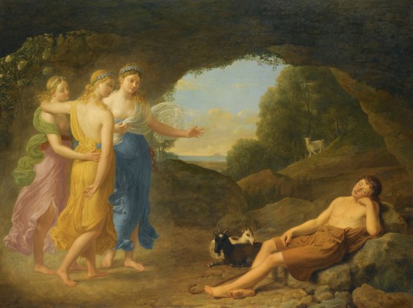 The Dream Of Daphnis In Which The Nymphs Foretell The Safe Return Of Chloe  by Joseph Francois Ducq - Hand-Painted Oil Painting Reproduction