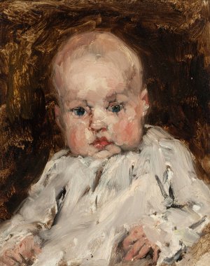 Baby in a White Shirt by Joseph Frank Currier Oil Painting