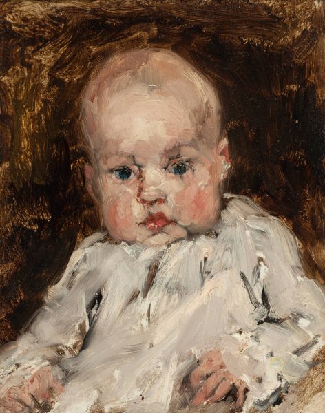 Main Product Photo of Baby in a White Shirt Painting by Joseph Frank Currier