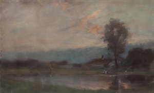 Dusk Landscape by Joseph Frank Currier Oil Painting