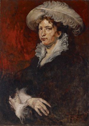 Lady with Plumed Hat by Joseph Frank Currier Oil Painting