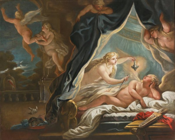Main Product Photo of Psyche discovering the sleeping Cupid Painting by Joseph Goupy
