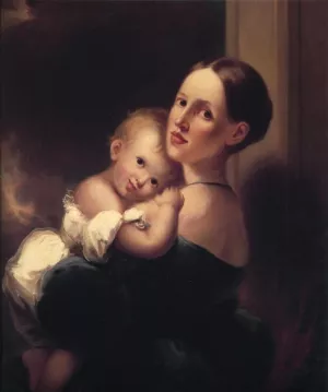 Mrs. James Miles Bush and Her Daughter, Nannie by Joseph H Bush - Oil Painting Reproduction