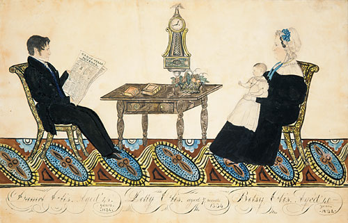 Mr. and Mrs. Daniel Otis and Child by Joseph H. Davis - Hand-Painted Oil Painting Reproduction