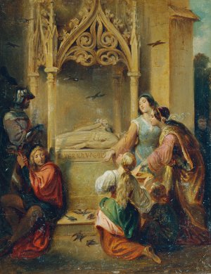 Am Grabe des Walther von der Vogelweide by Joseph Hasslwander Oil Painting