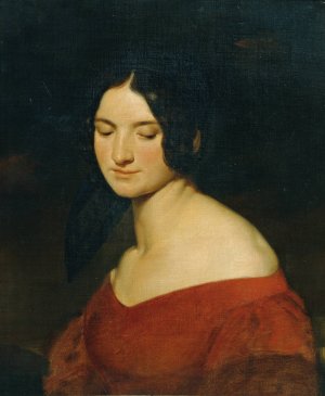 Dame in indischrotem Kleid by Joseph Hasslwander Oil Painting