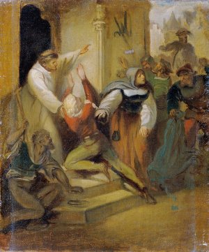 Das Asylrecht by Joseph Hasslwander Oil Painting