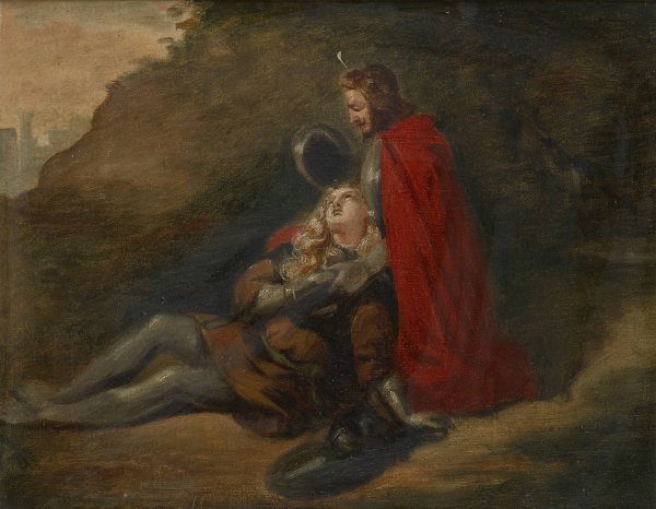 Main Product Photo of Sterbender Krieger Painting by Joseph Hasslwander