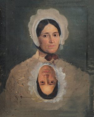 Zwei Frauenkopfstudien by Joseph Hasslwander Oil Painting