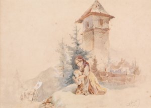 Betende Mutter mit Kind by Joseph Heicke Oil Painting