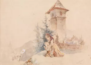 Betende Mutter mit Kind by Joseph Heicke Oil Painting