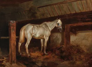 Schimmel im Stall by Joseph Heicke Oil Painting
