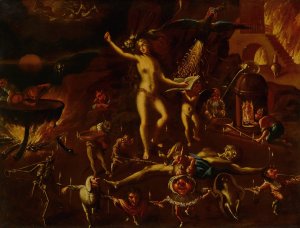 A Witchcraft Scene by Joseph Heintz The Younger Oil Painting