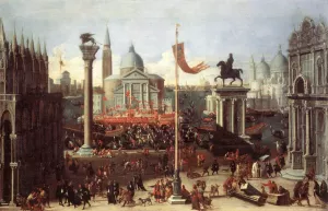 Imaginary Scene with Venetian Buildings by Joseph Heintz The Younger - Oil Painting Reproduction