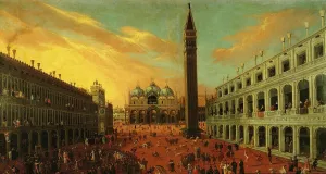 Piazza San Marco at Carnival Time by Joseph Heintz The Younger Oil Painting
