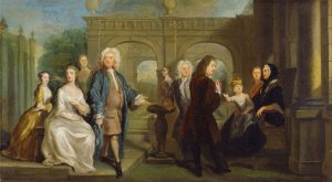 A Family Conversation Piece by Joseph Highmore Oil Painting