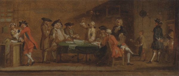 Main Product Photo of Figures in a Tavern or Coffee House Painting by Joseph Highmore