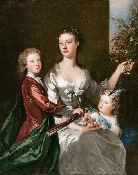 Main Product Photo of The artist's wife Susanna, son Anthony and daughter Susanna  Painting by Joseph Highmore