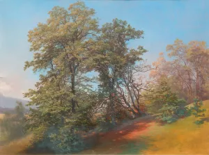 Baumgruppe am Monchsberg in Salzburg Oil painting by Joseph Holzer