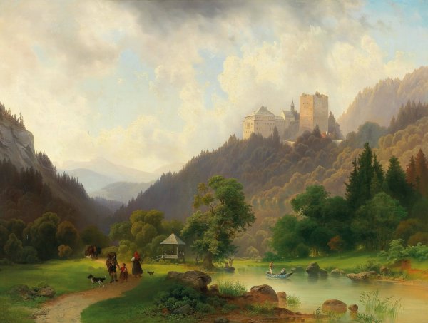 Main Product Photo of The Pleasures of Summer at the Foot of a Castle Painting by Joseph Holzer