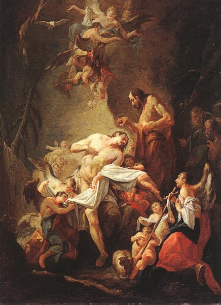 Main Product Photo of Baptism of Christ Painting by Joseph Ignaz Mildorfer