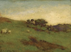 Landscape with Sheep by Joseph Knight Oil Painting