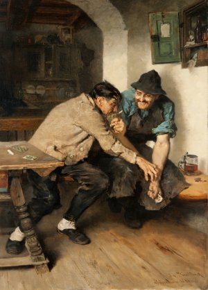 The Card Players by Joseph Knilling Oil Painting