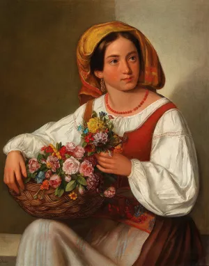 The Flower Girl Oil painting by Joseph Lavos