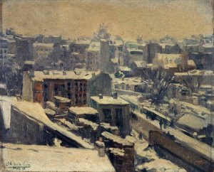 Montmartre sous la neige by Joseph Le Pan De Ligny Oil Painting