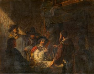 Episode in the Life of Rembrandt by Joseph Lies Oil Painting